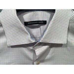 HAMMER MADE 100% Cotton Red/Blue Checks Shirt 16 1/2-32 UnTuck Dress Shirt